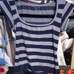 Urban Outfitters Navy and Gray Striped Tee